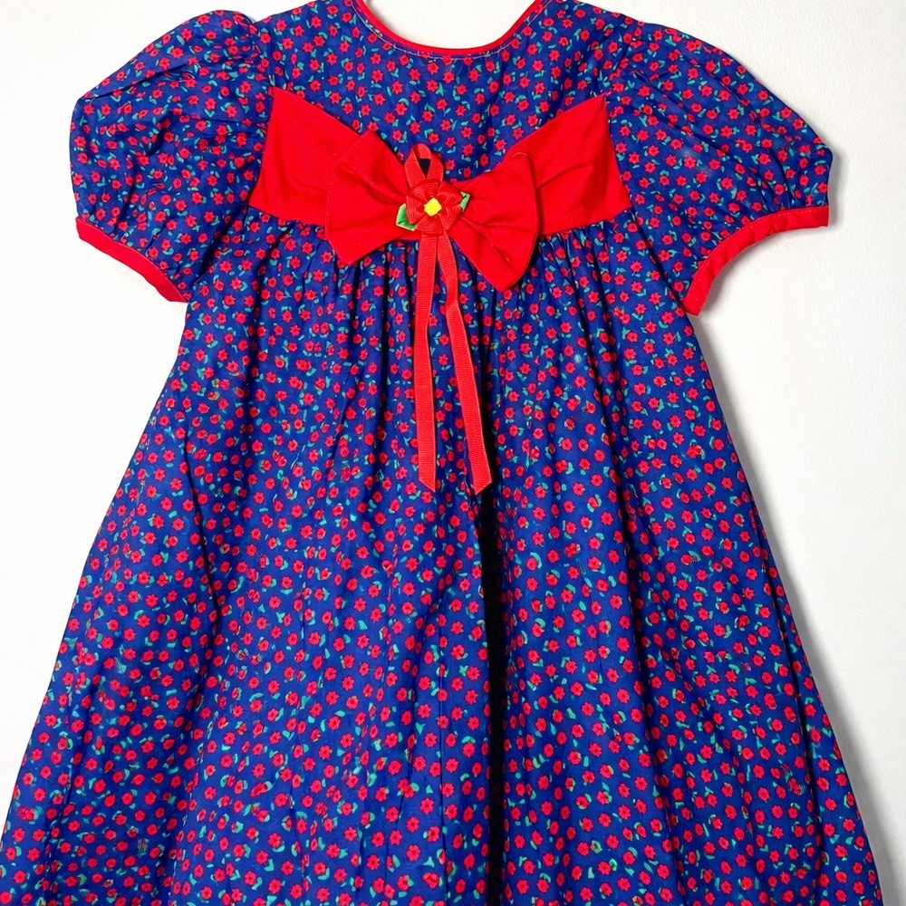 Rare Editions Floral Dress | Size 4T | Red Bow | Great Condition